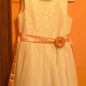 Dress for girls, size 8, brand name, white with pink rose ribbon.